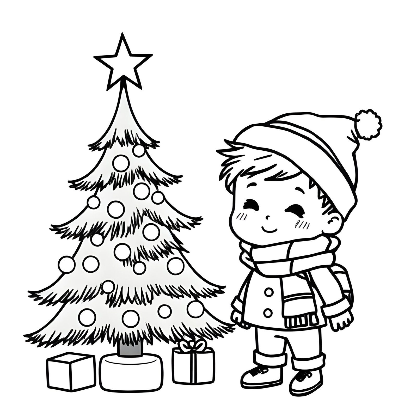 Sapin de Noël et enfant