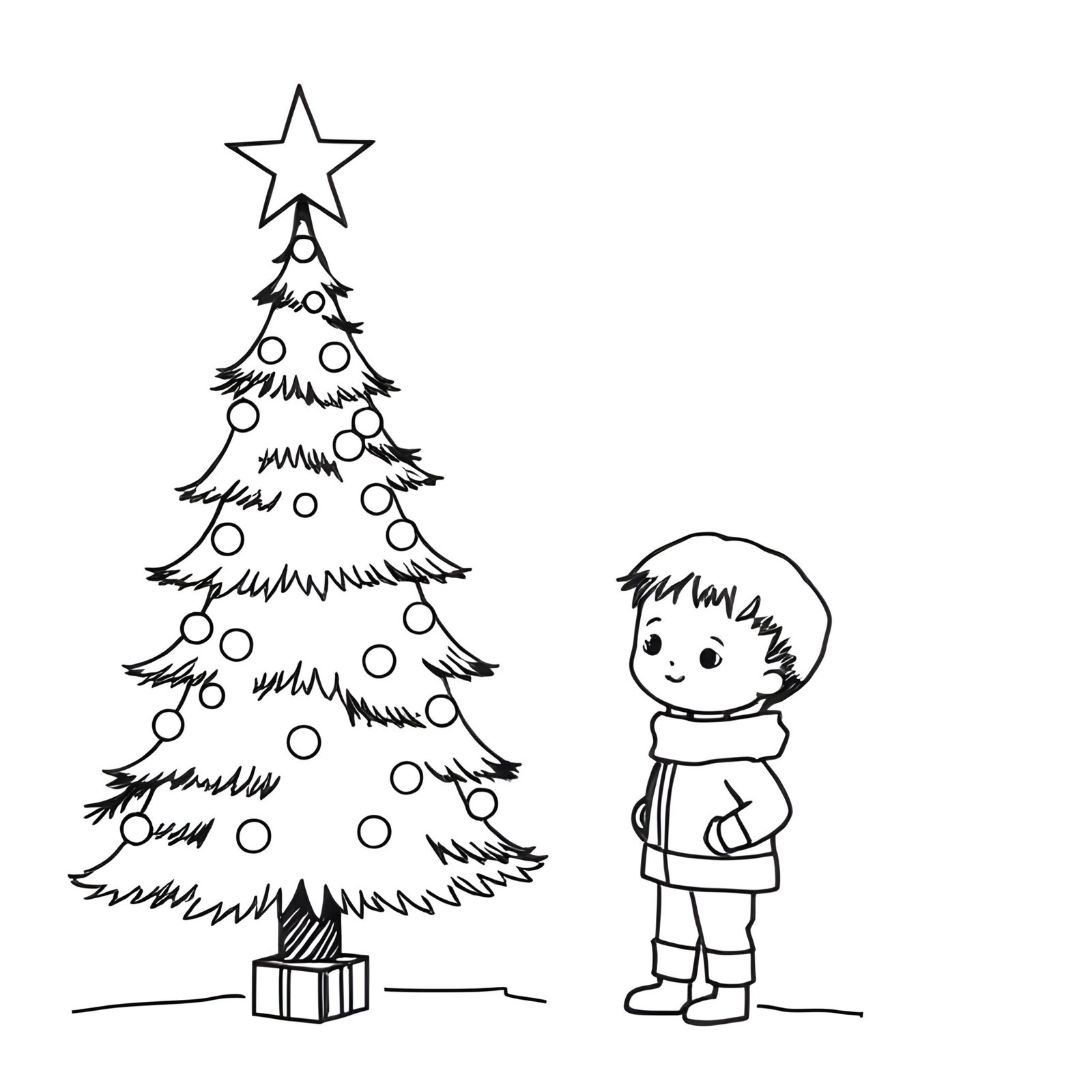 Sapin de Noël et garçon