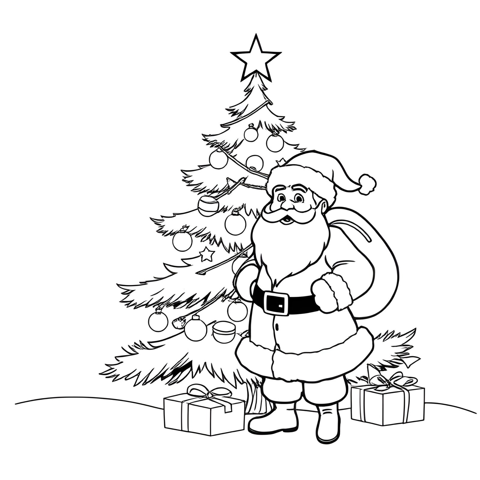 Sapin de Noël et cadeaux du Père Noël