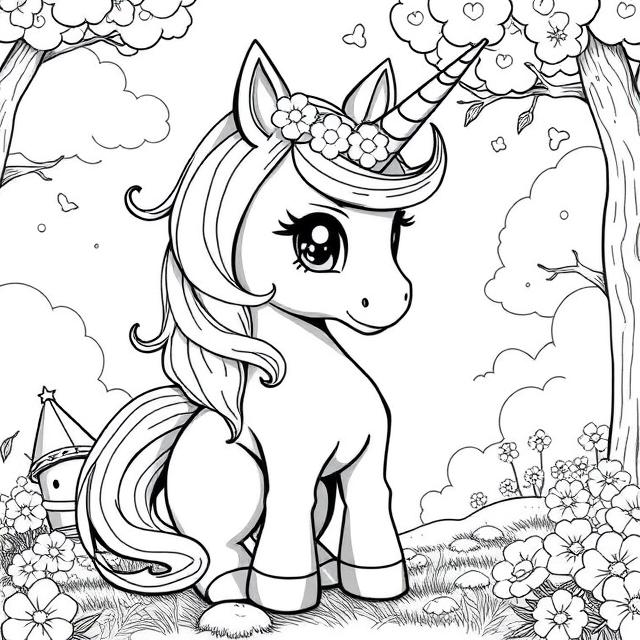 Croquis de Belle licorne à télécharger gratuitement