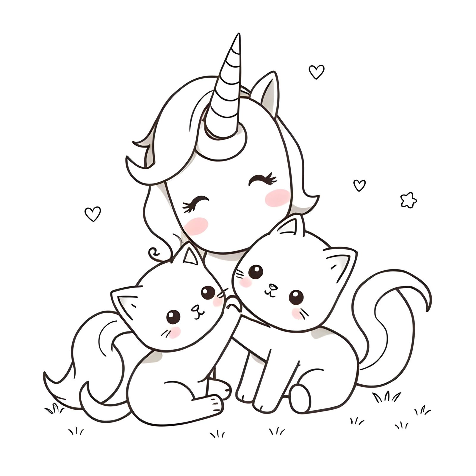 Croquis de licorne avec chats à télécharger gratuitement