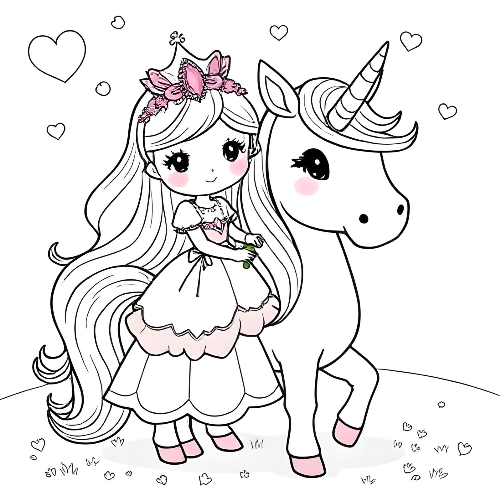 Croquis de Licorne avec Princesse à télécharger gratuitement