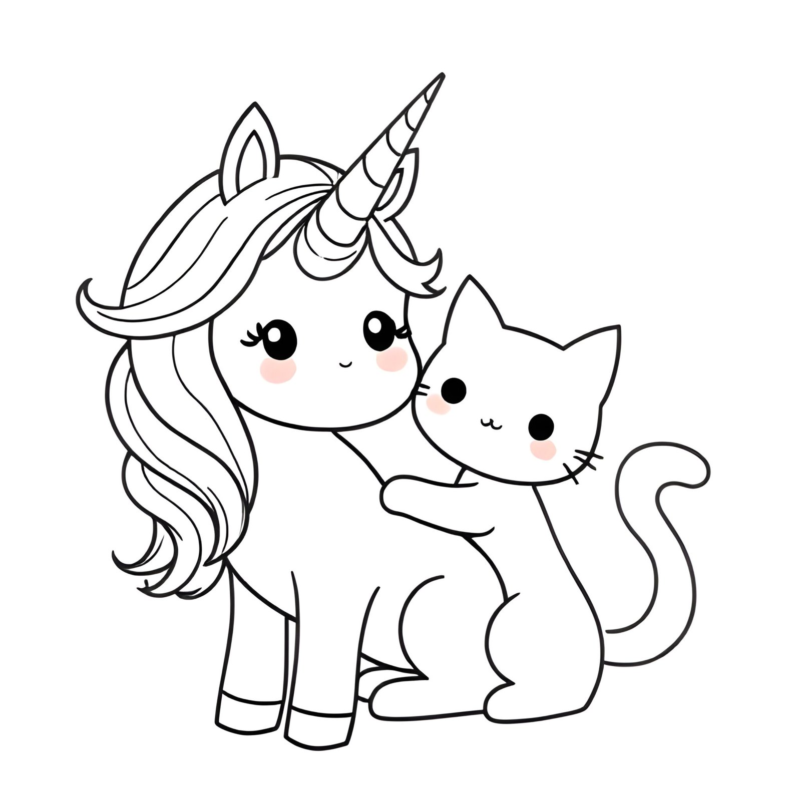 Croquis de licorne et chat à télécharger gratuitement