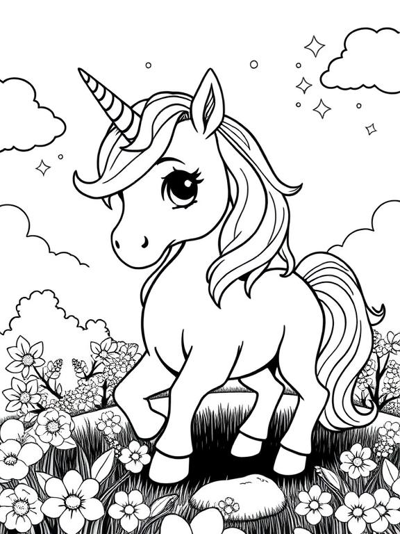 Dessin de Licorne mignonne à télécharger gratuitement