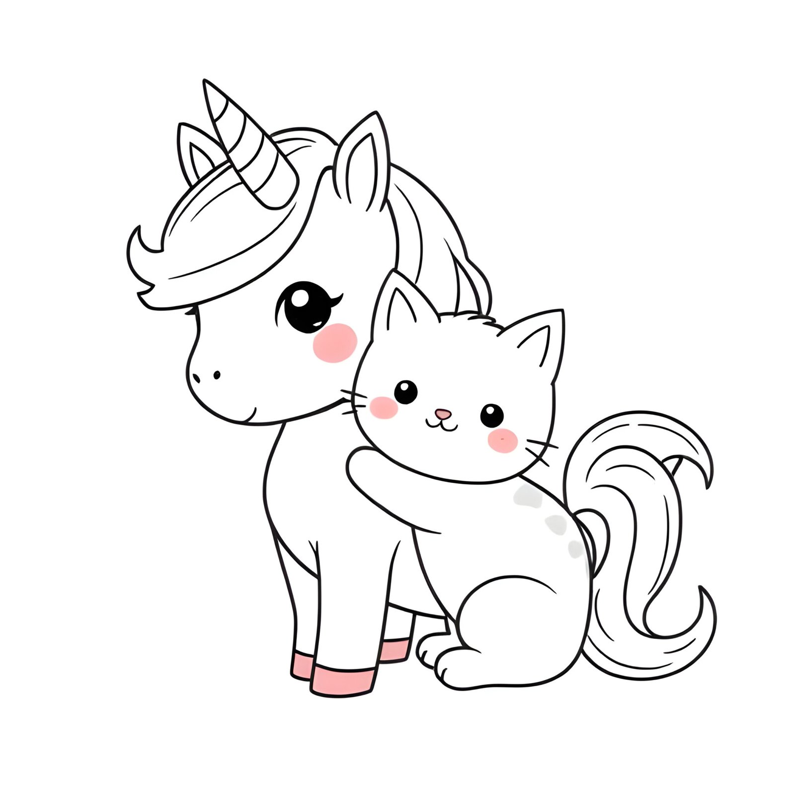 Croquis de Licorne avec Chaton à télécharger gratuitement