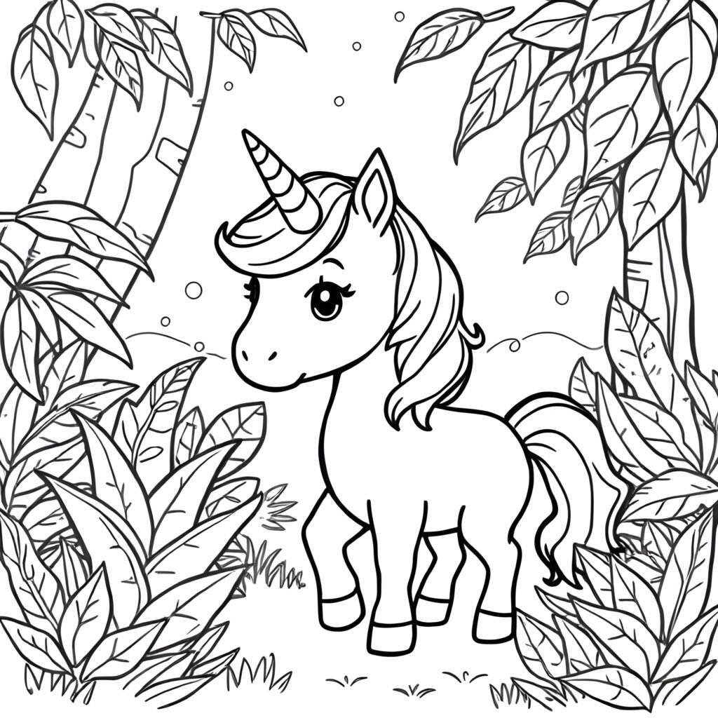 Croquis gratuit d'une Licorne dans un Parc à télécharger
