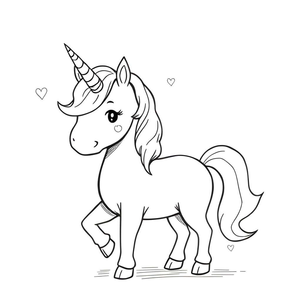Croquis de Licorne Mignonne à télécharger gratuitement
