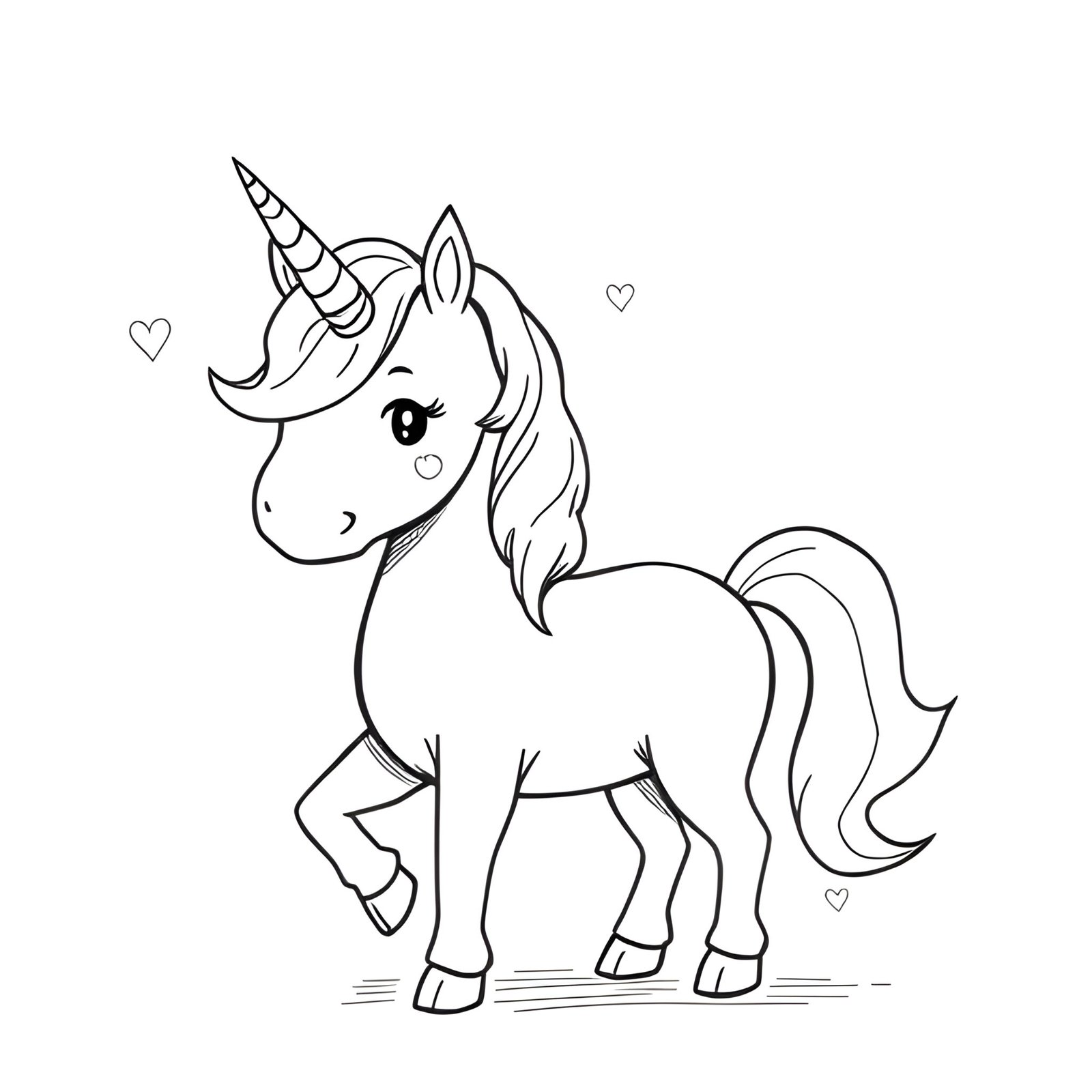 Croquis de Licorne Mignonne à télécharger gratuitement