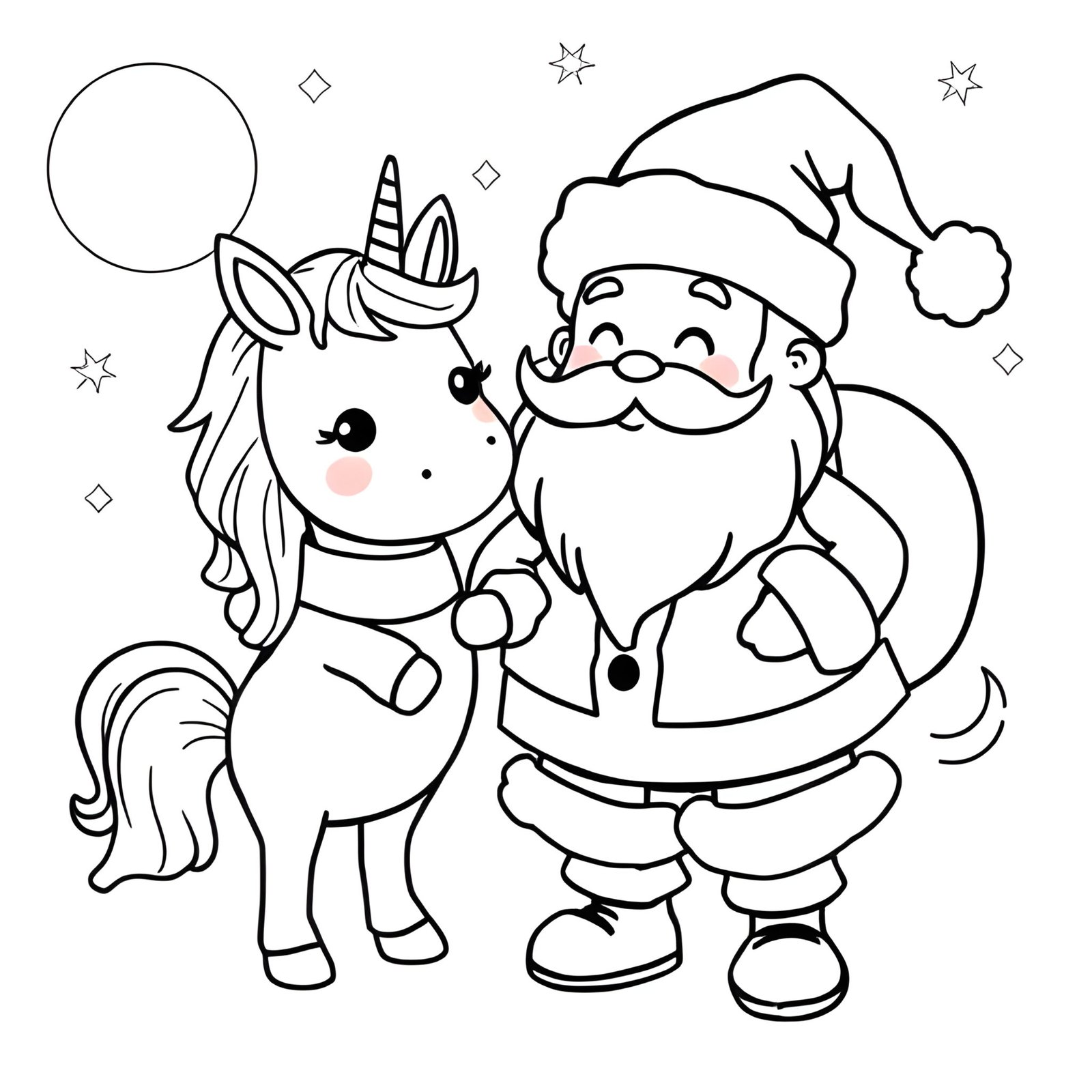 Croquis gratuit de licorne et de père Noël