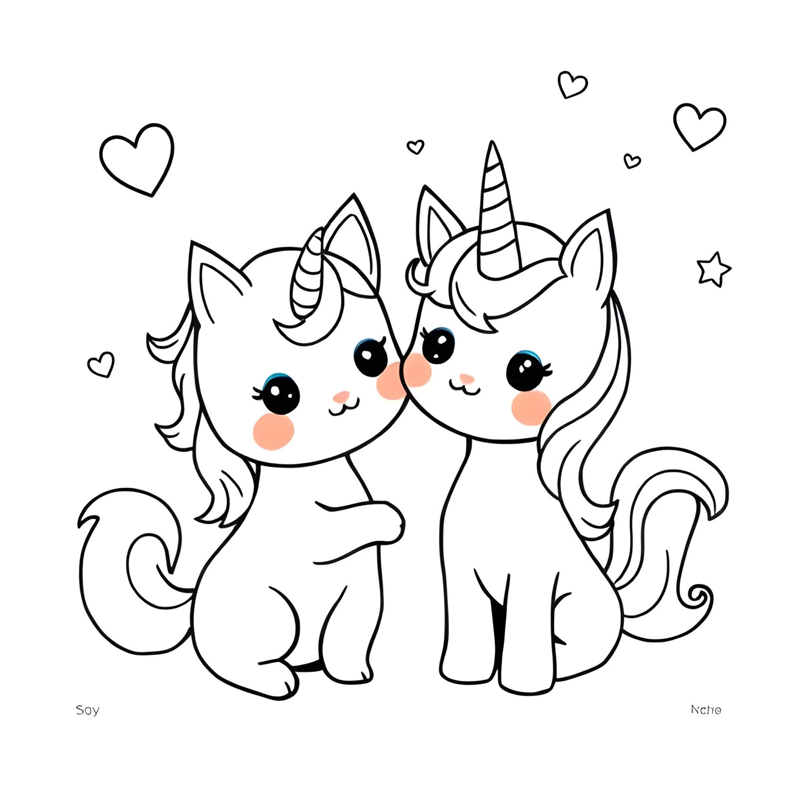 Deux licornes croquis gratuit