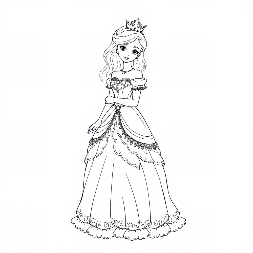 Croquis de poupée princesse à télécharger gratuitement au format PDF
