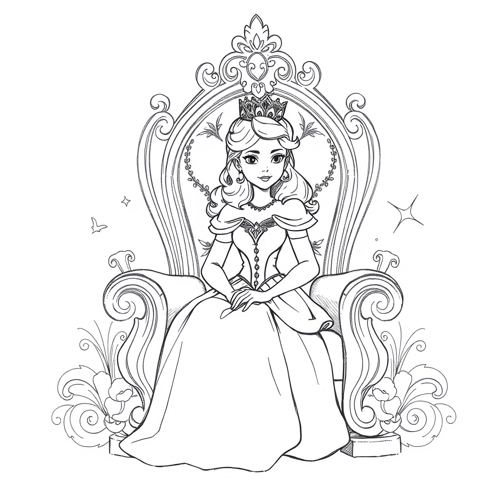 Princesse sur une chaise, croquis gratuit