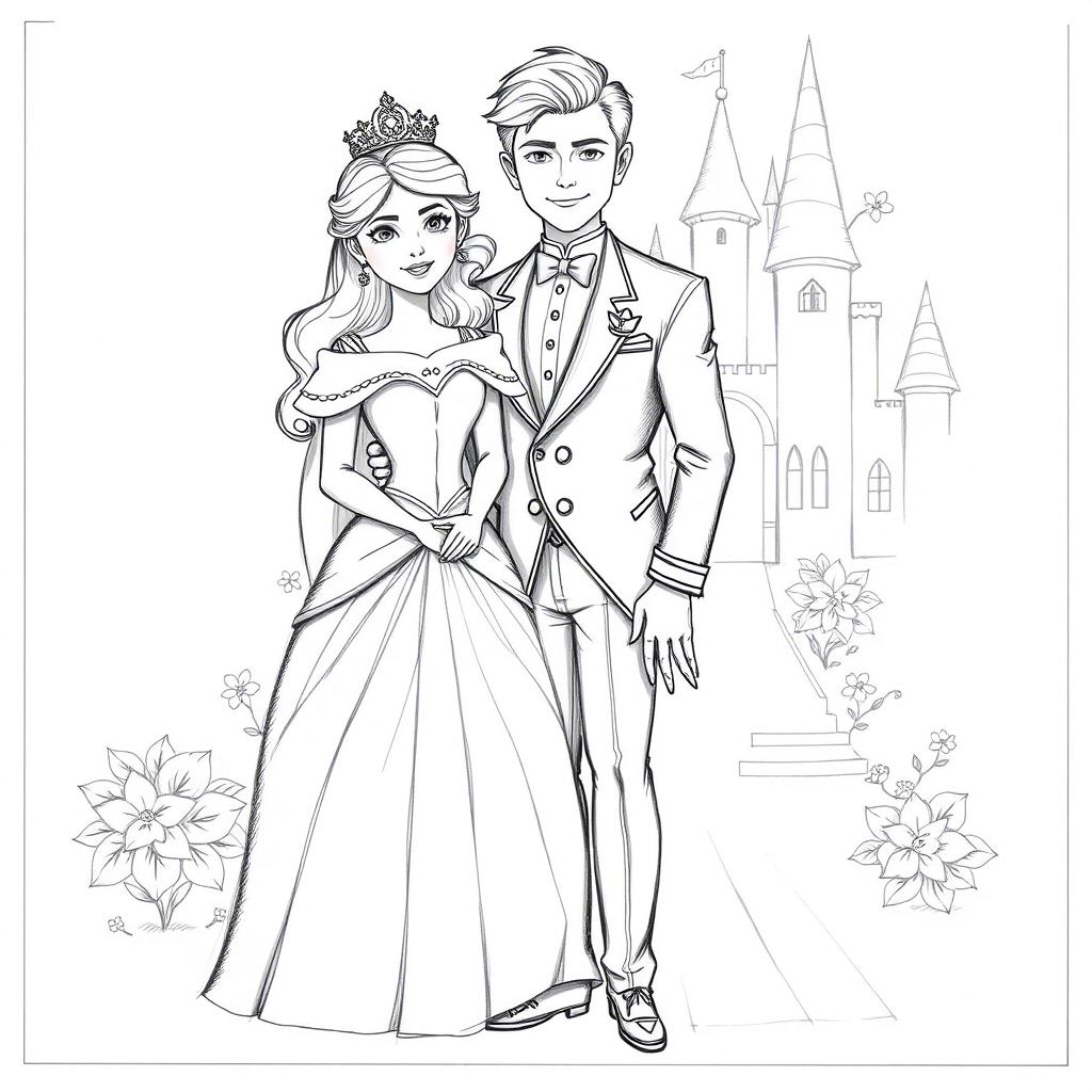 Coloriage Prince et Princesse
