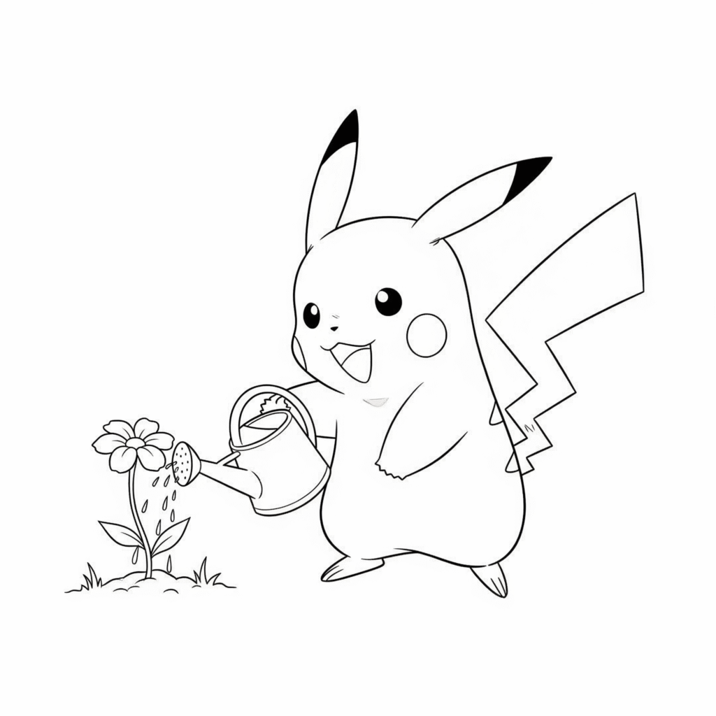 Coloriage Pikachu mignon à télécharger gratuitement