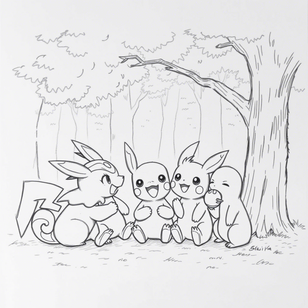 Dessin pokemon mignon en couleur gratuit