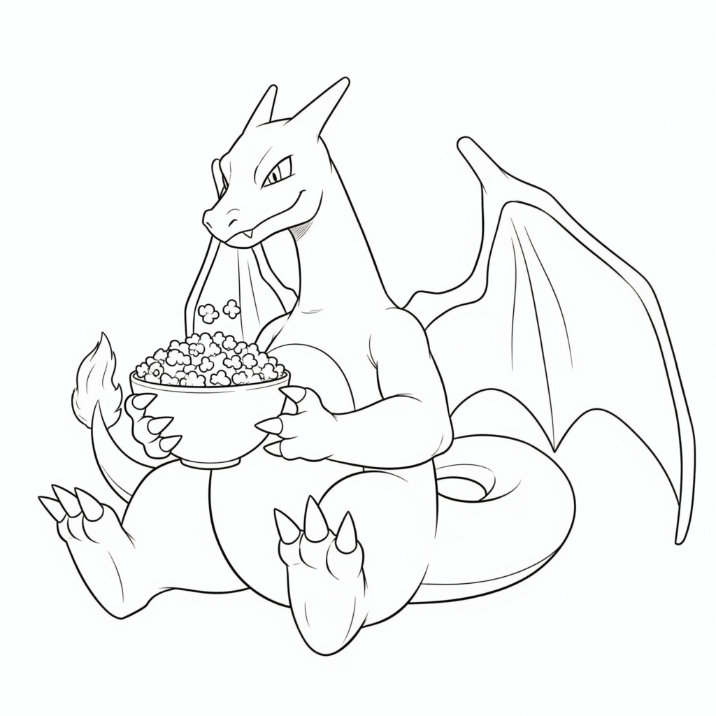 Dessin mignon dracaufeu a imprimer gratuit