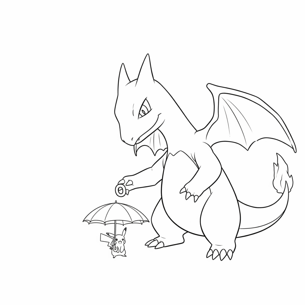 Dracaufeu mignon coloriage a imprimer gratuit